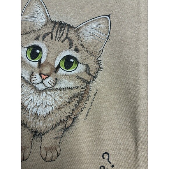 Vintage 90s Cat Lover T-Shirt Size Large Kitty Pets Animals Art Graphic - Picture 4 of 12